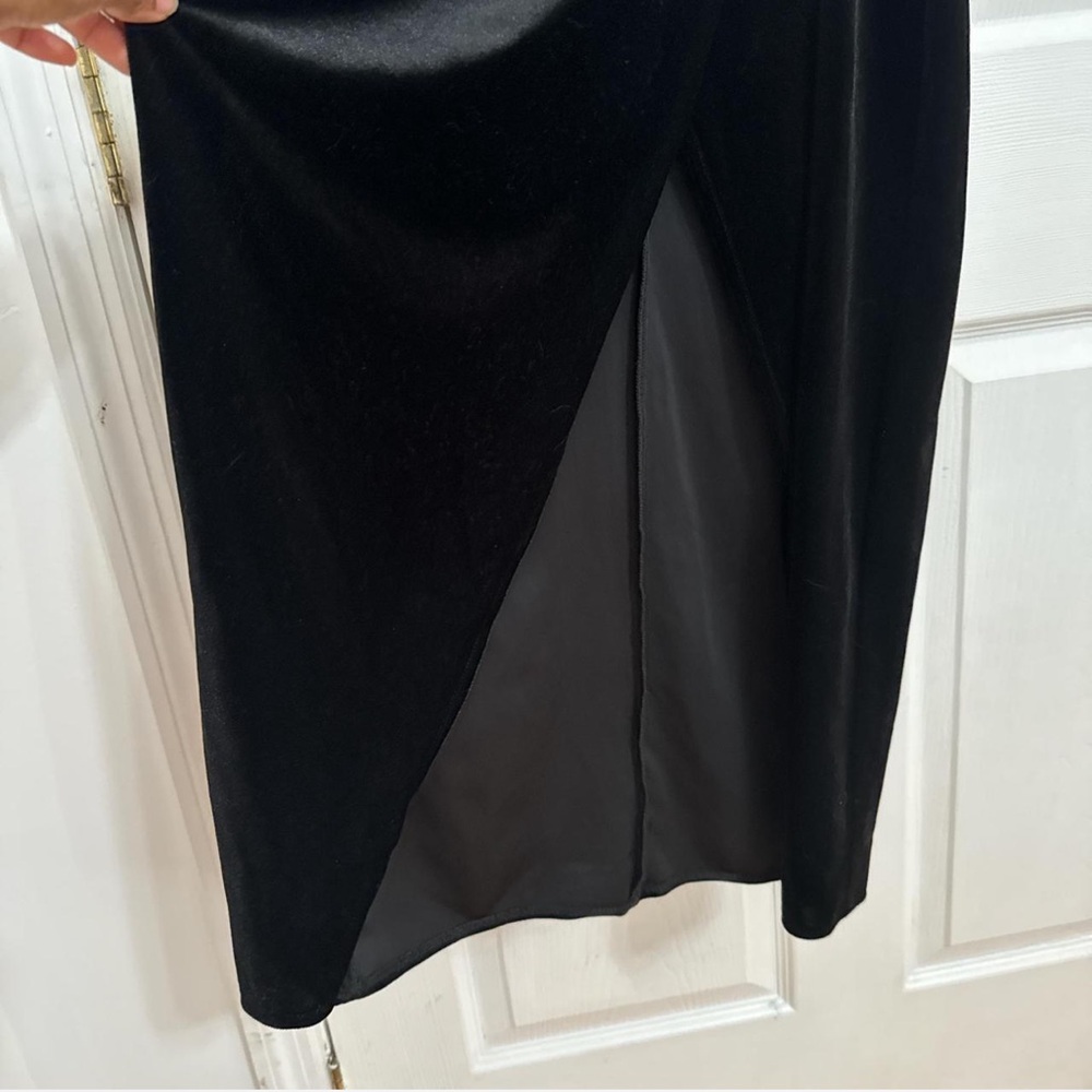 ZARA Elegant Black Velvet Dress with Rhinestone Straps size XS - Picture 3 of 4